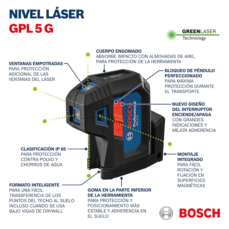 Nivel Laser Verde De Puntos Bosch Gpl G Professional