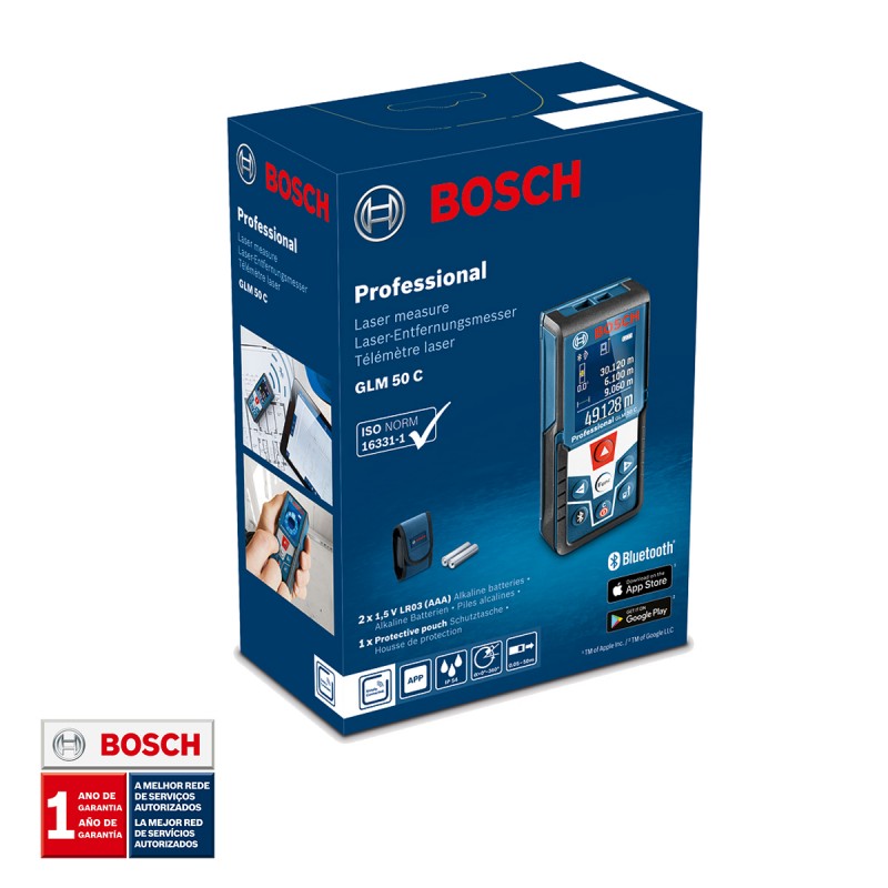 MEDIDOR LASER ALCANCE 50 METROS CON BLUETOOTH BOSCH GLM 50 C